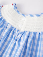 4th of july Flag Embroidery Smocking Girls Romper