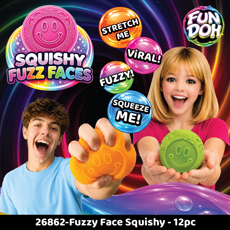 Fun Doh Fuzzy Face Squishy Sensory Toy Variety - 12/Display