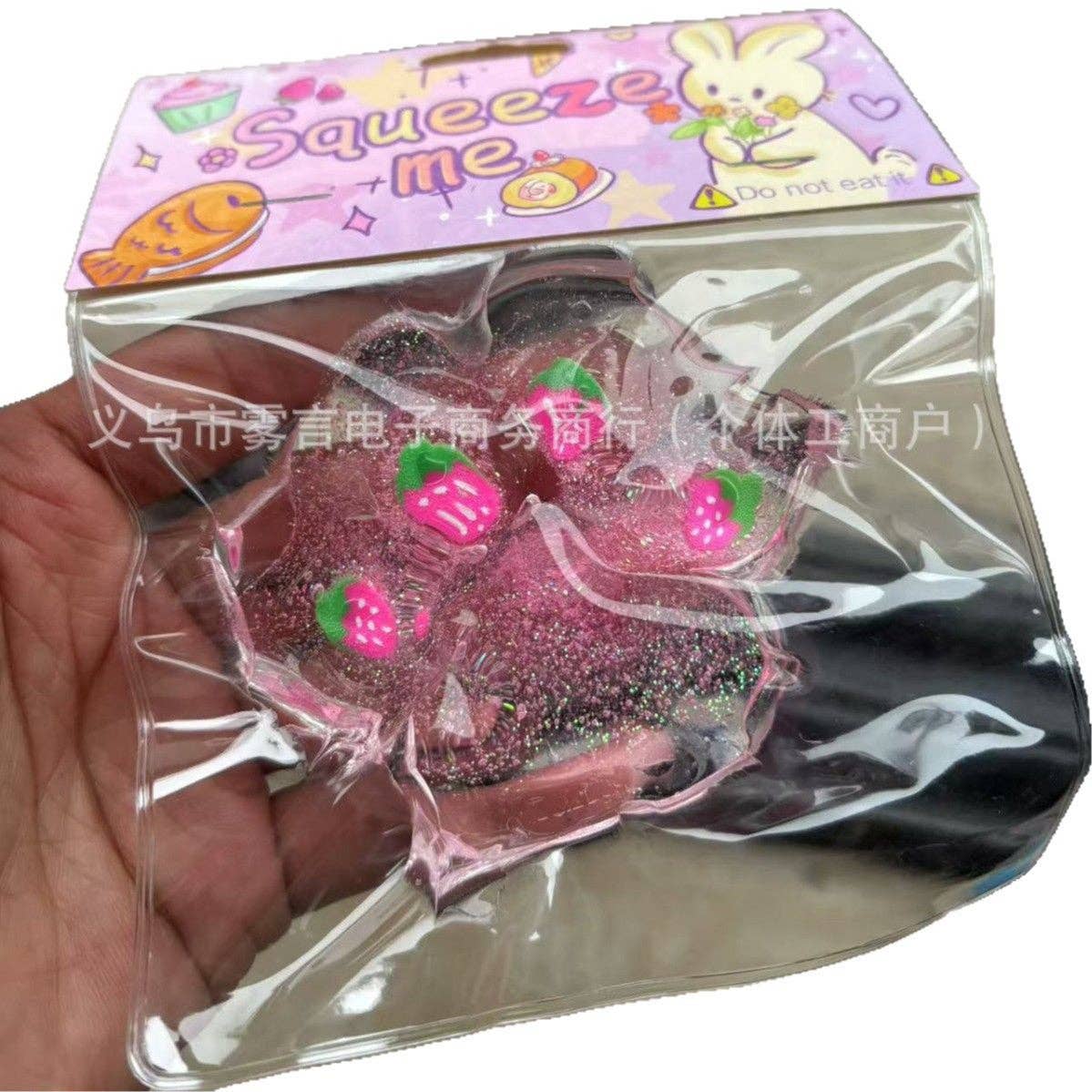 Crystal Strawberry Cat Paw Squishy Toy Taba Stress Relief Decompression Fun