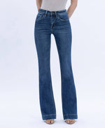 HIGH RISE DARK WASH TROUSER HEM BOOTCUT JEANS T6501