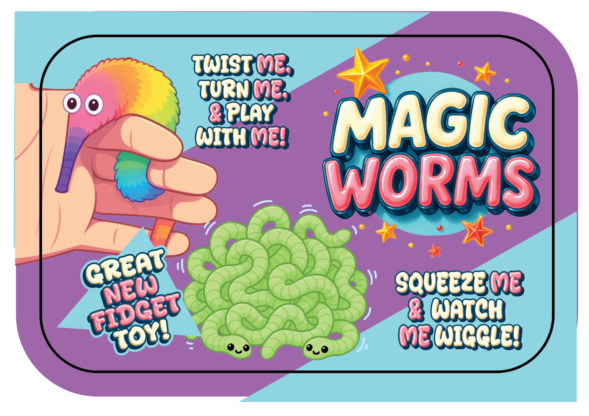 Magic Wormz Fidget Toy Closeout Bulk Assortment