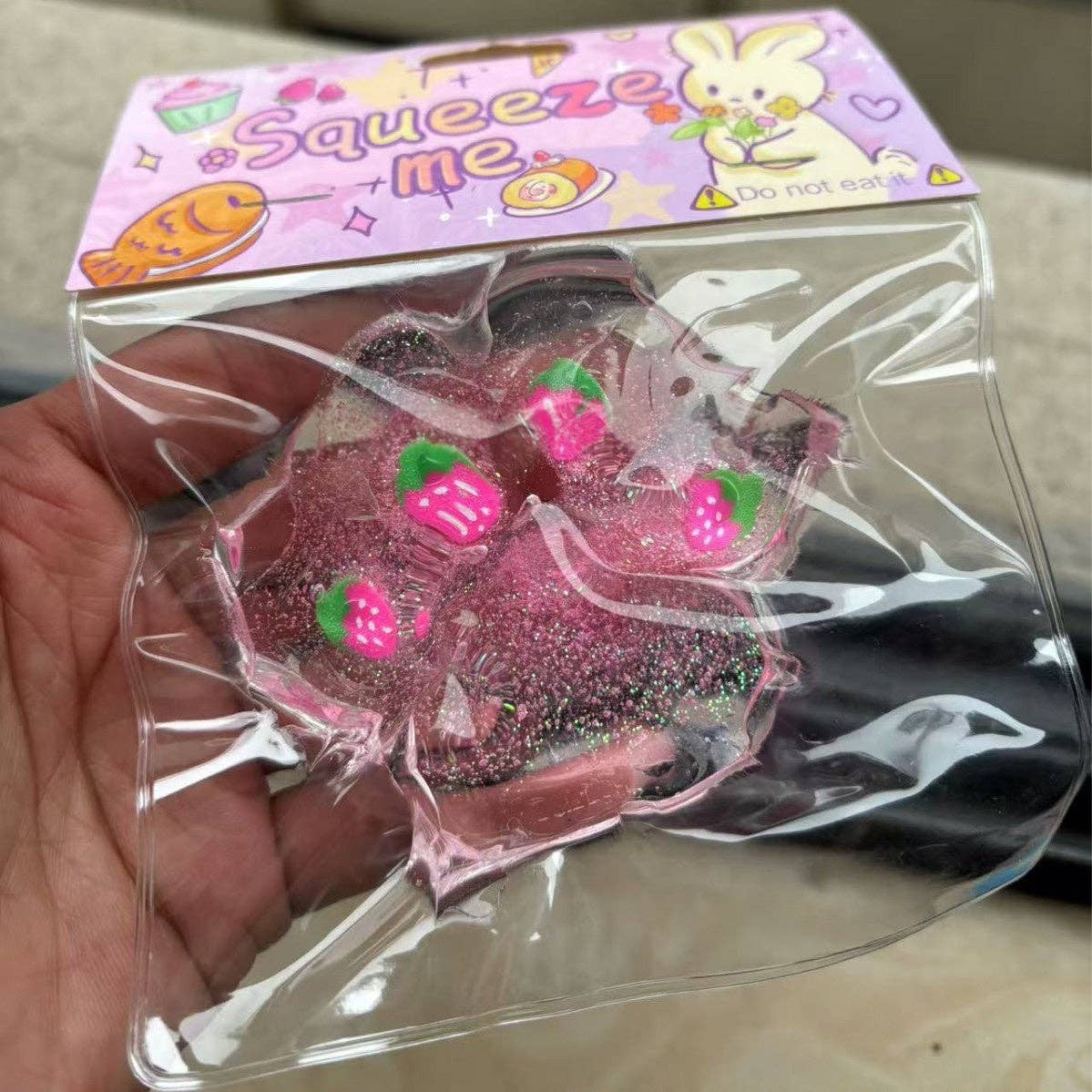 Crystal Strawberry Cat Paw Squishy Toy Taba Stress Relief Decompression Fun