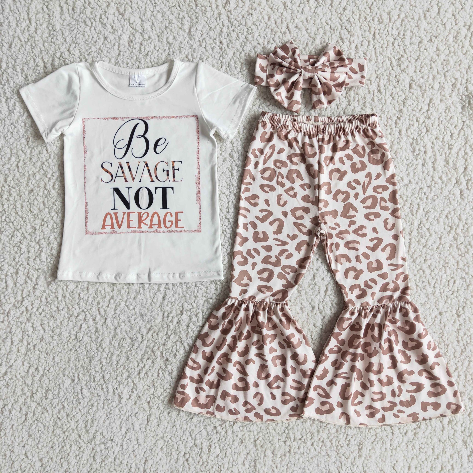 Be savage not average shirt leopard pants girls boutique clo