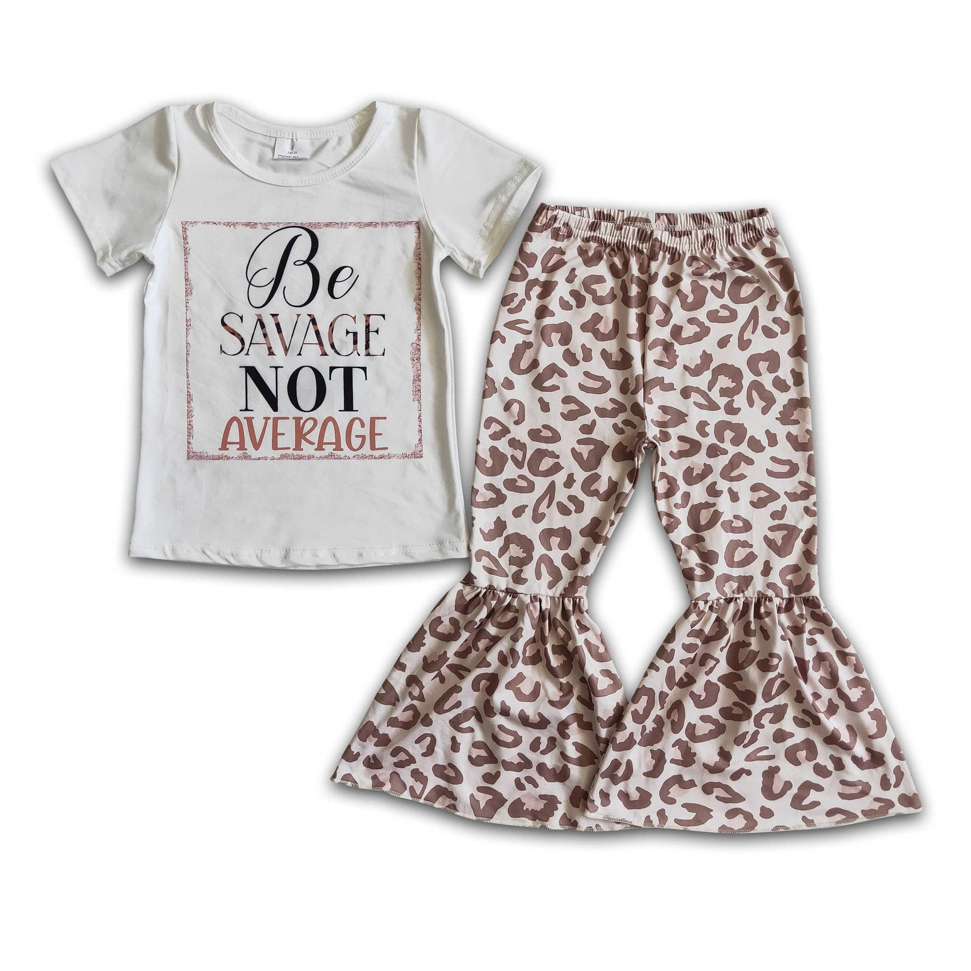 Be savage not average shirt leopard pants girls boutique clo