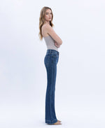 HIGH RISE DARK WASH TROUSER HEM BOOTCUT JEANS T6501