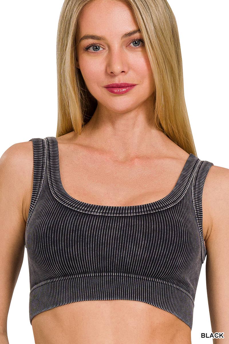 `Zenana Washed Seamless Rib Tank