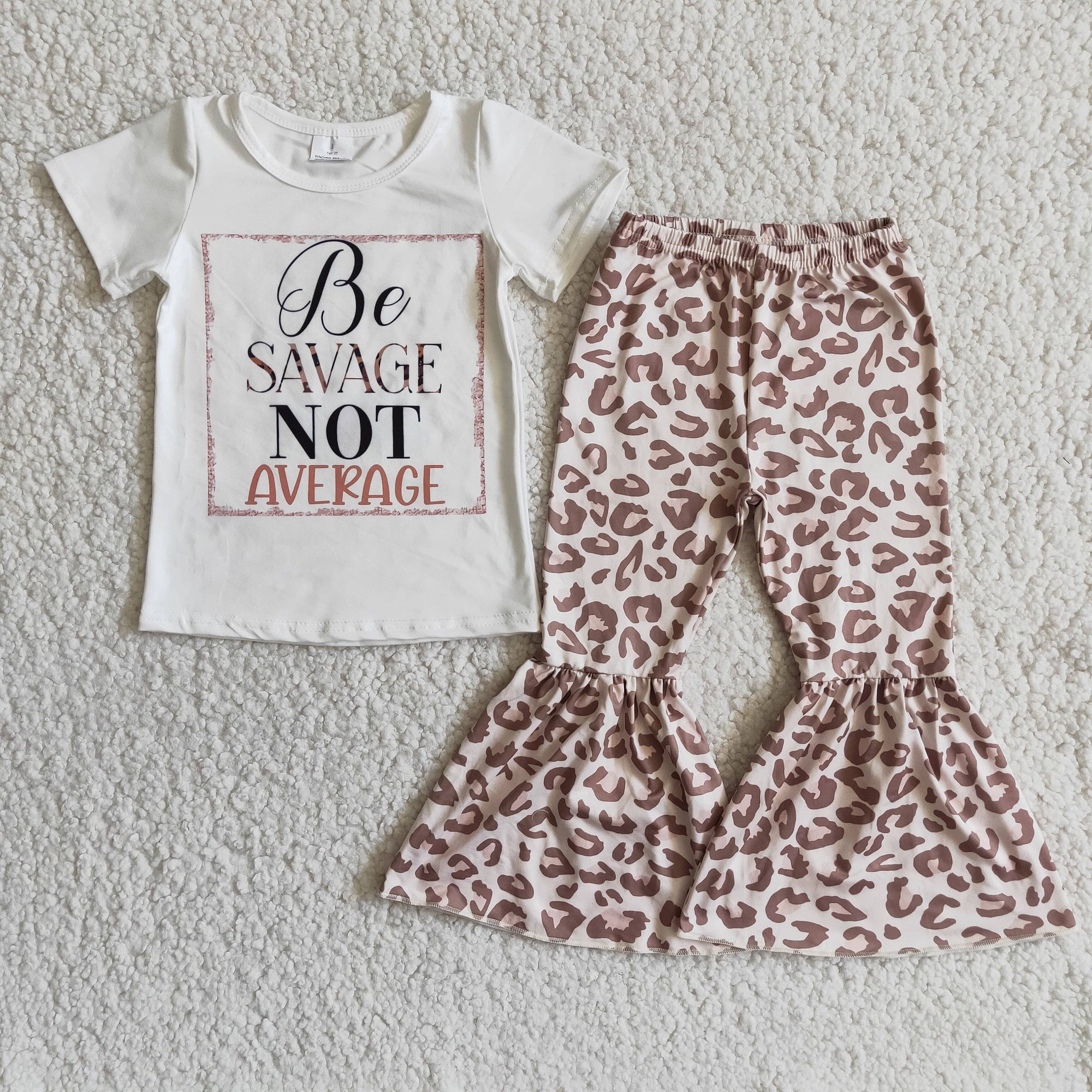 Be savage not average shirt leopard pants girls boutique clo
