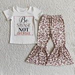 Be savage not average shirt leopard pants girls boutique clo