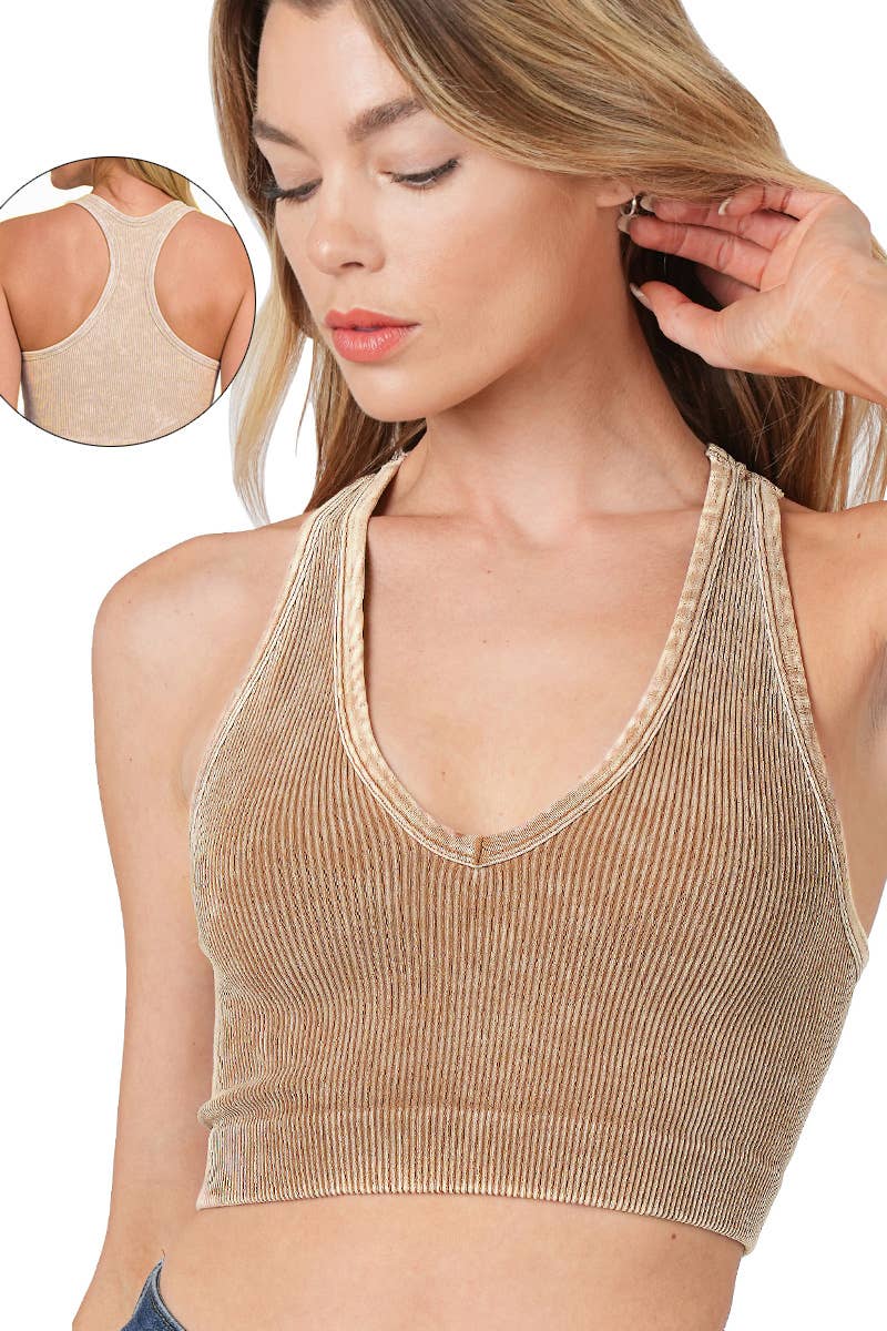 `Zenana Washed Seamless Rib Tank