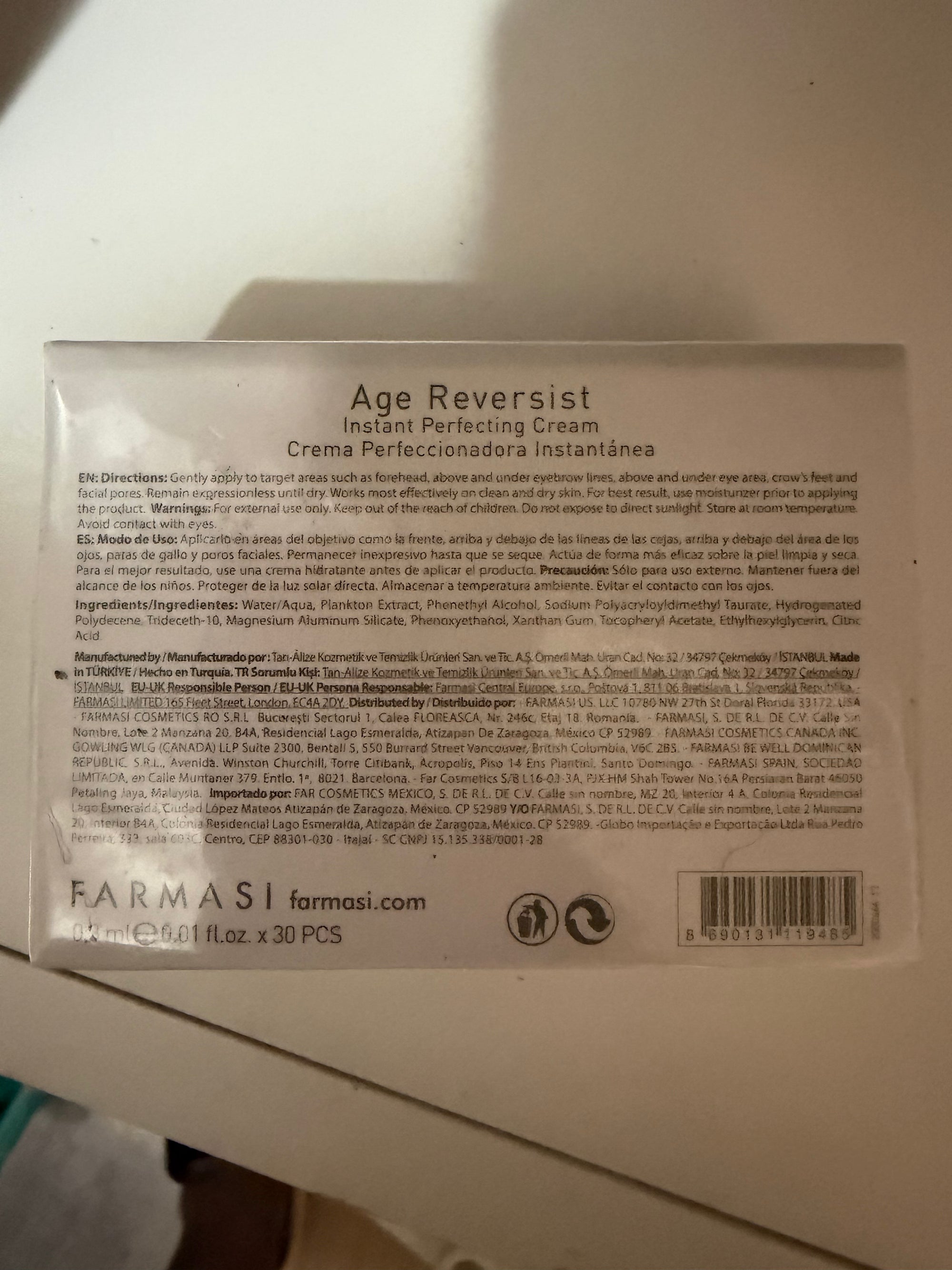 Farmasi Dr. C. Tuna Age Reversist Instant Perfecting Cream | 30 Single-Use Sachets