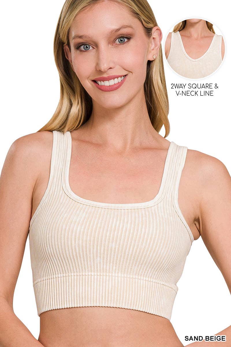 `Zenana Washed Seamless Rib Tank