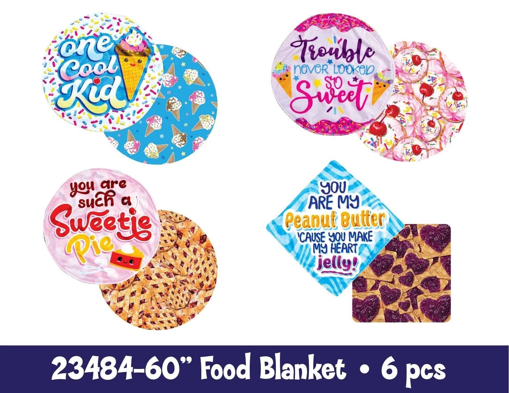 Food Blanket 60" With Sayings Assortment - 6/Pack