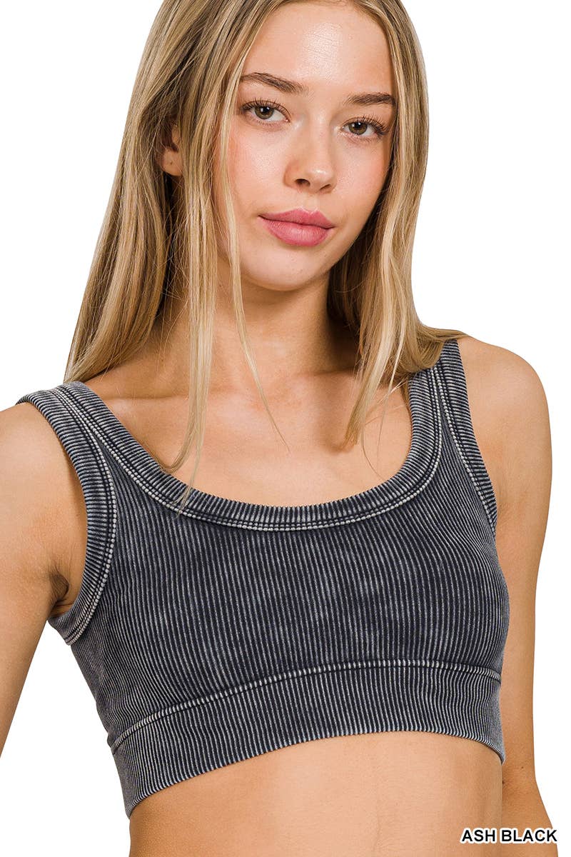 `Zenana Washed Seamless Rib Tank