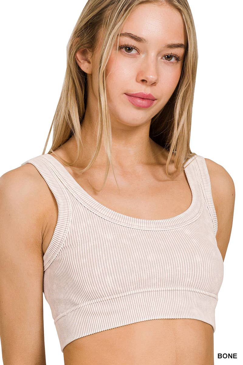`Zenana Washed Seamless Rib Tank