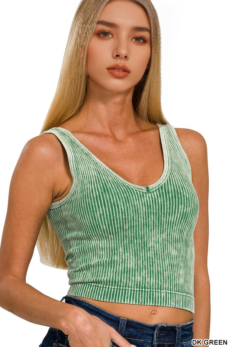 `Zenana Washed Seamless Rib Tank