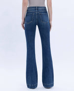 HIGH RISE DARK WASH TROUSER HEM BOOTCUT JEANS T6501