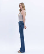 HIGH RISE DARK WASH TROUSER HEM BOOTCUT JEANS T6501