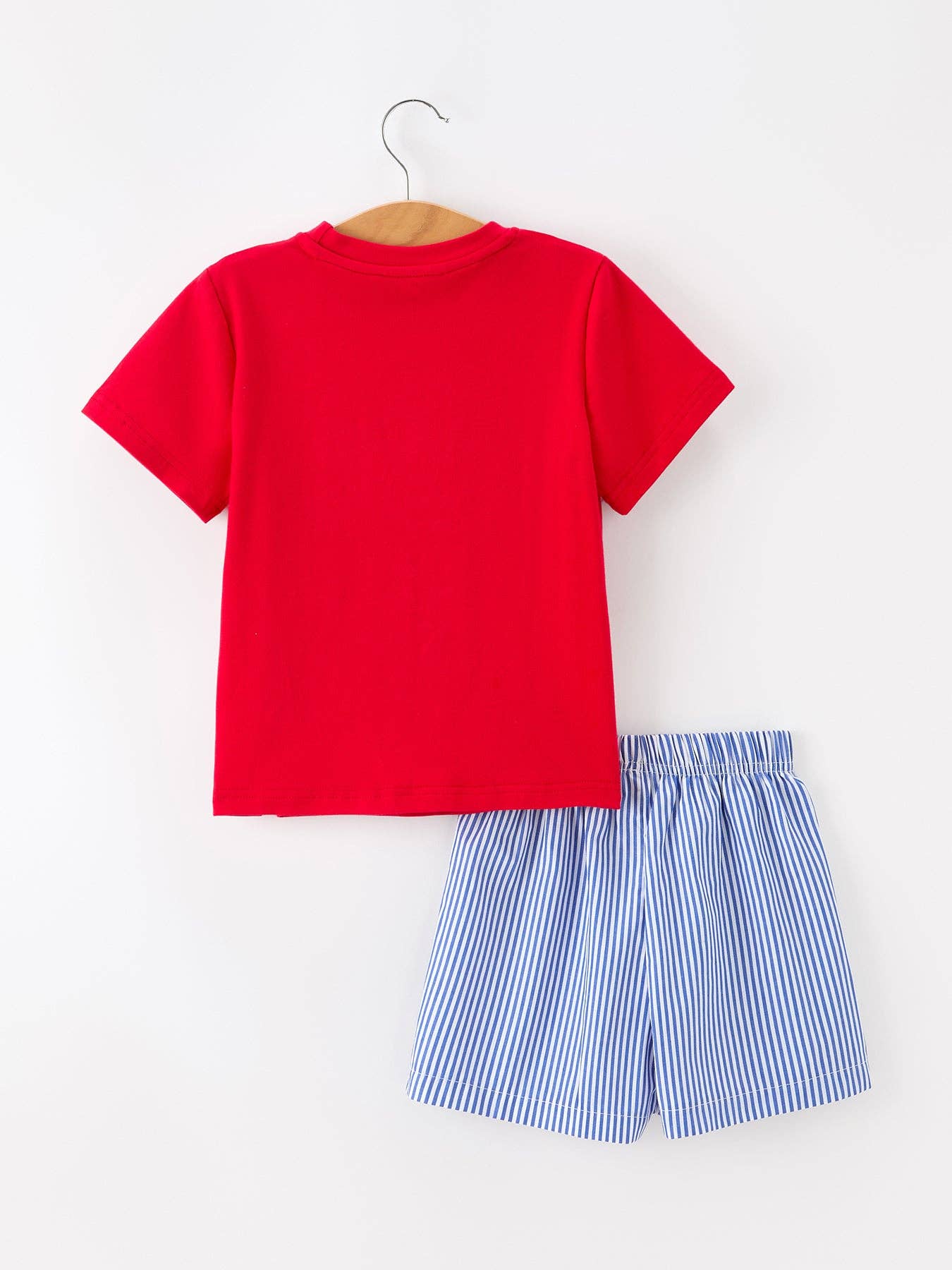 Girls 4th of July Flag Outfit Set Embroidery Plaid