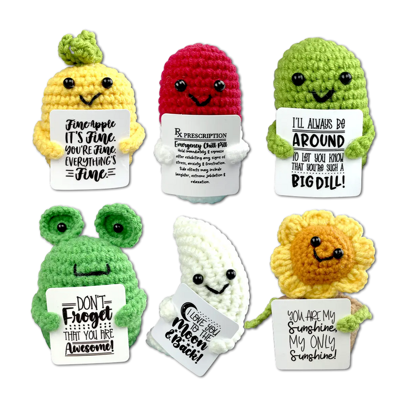 Emotional Support Crochet Plush Pals with Sayings Assortment