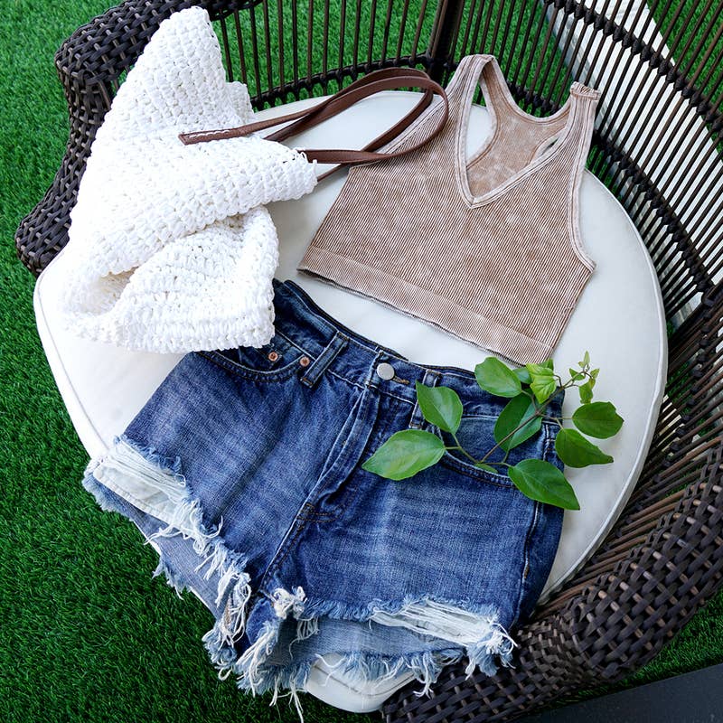 `Zenana Washed Seamless Rib Tank