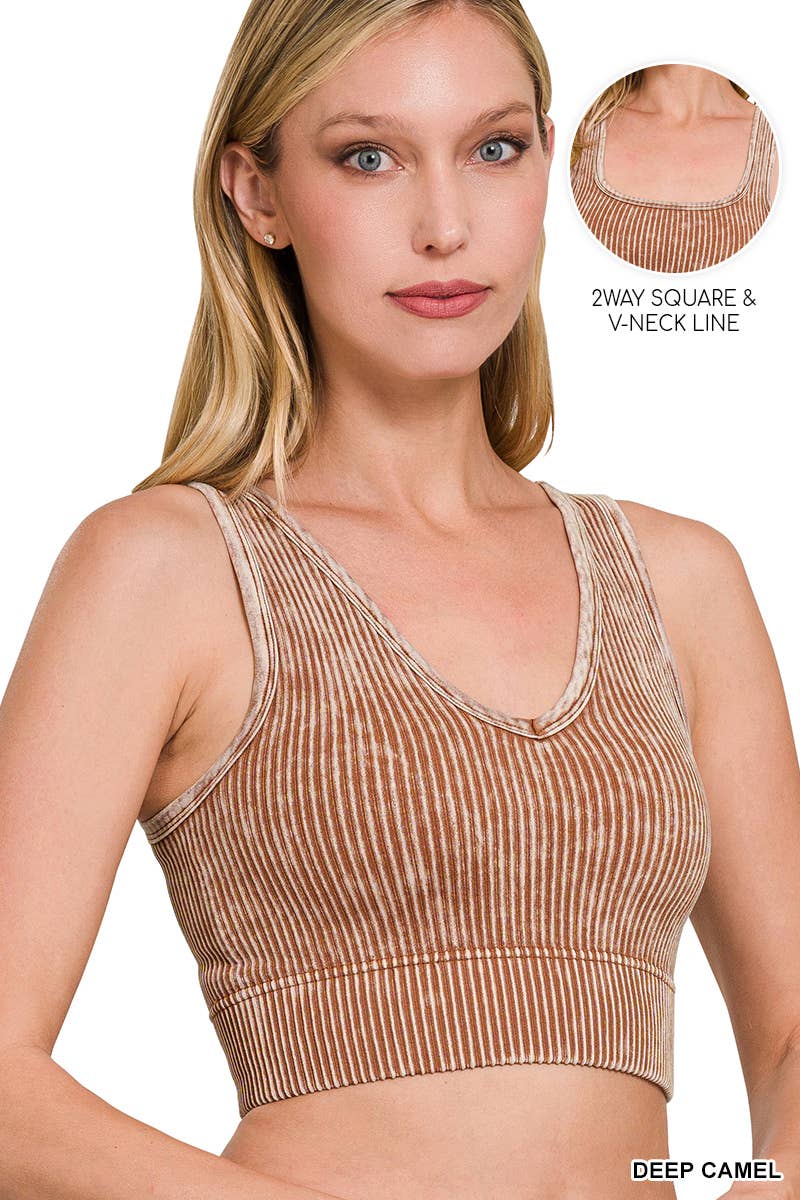 `Zenana Washed Seamless Rib Tank
