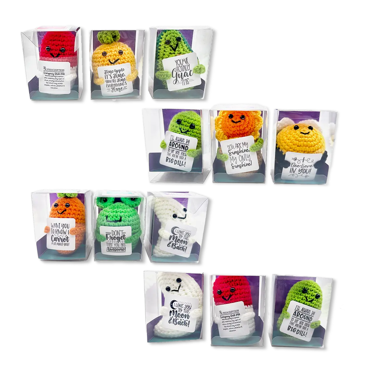 Emotional Support Crochet Plush Pals with Sayings Assortment