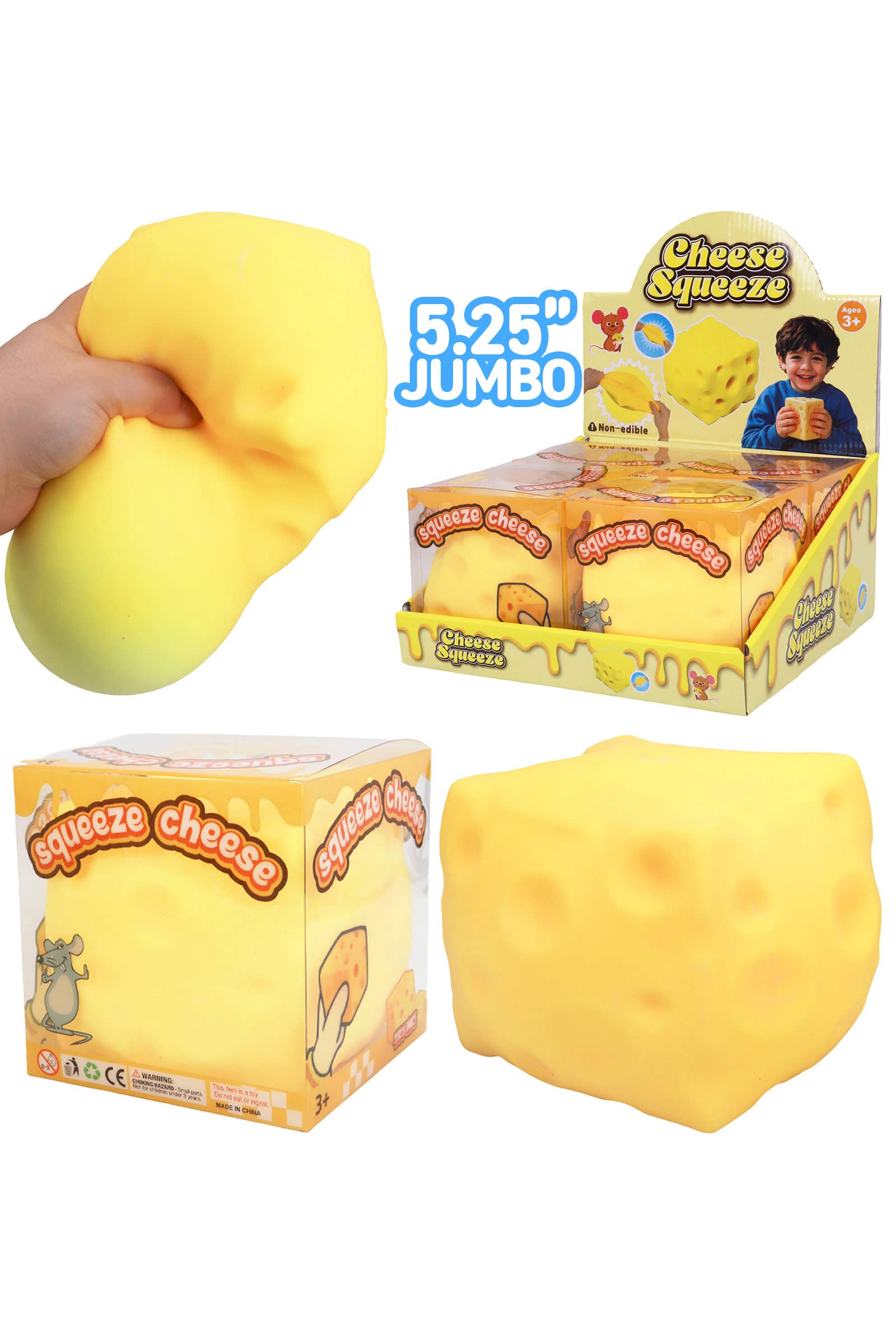 JUMBO Cheese Cube Fluffy Slime Filled Squishy Toy - 5 Inch