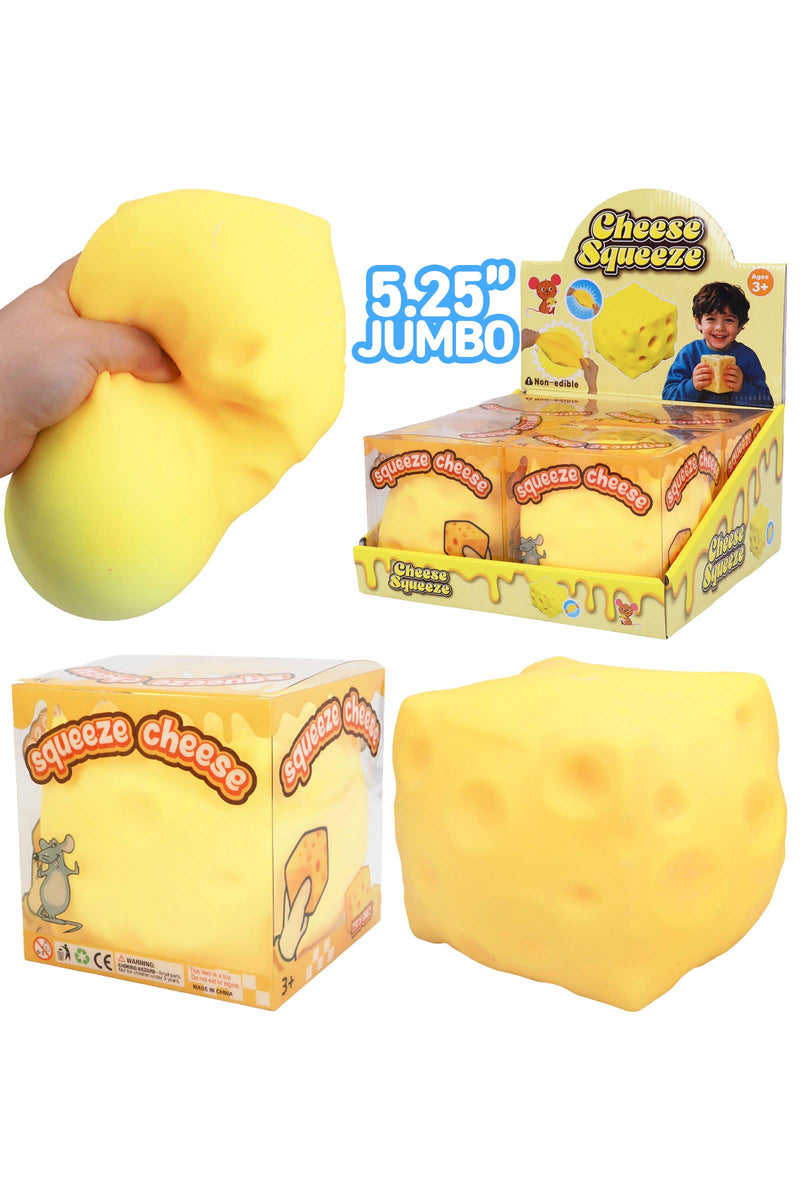 JUMBO Cheese Cube Fluffy Slime Filled Squishy Toy - 5 Inch