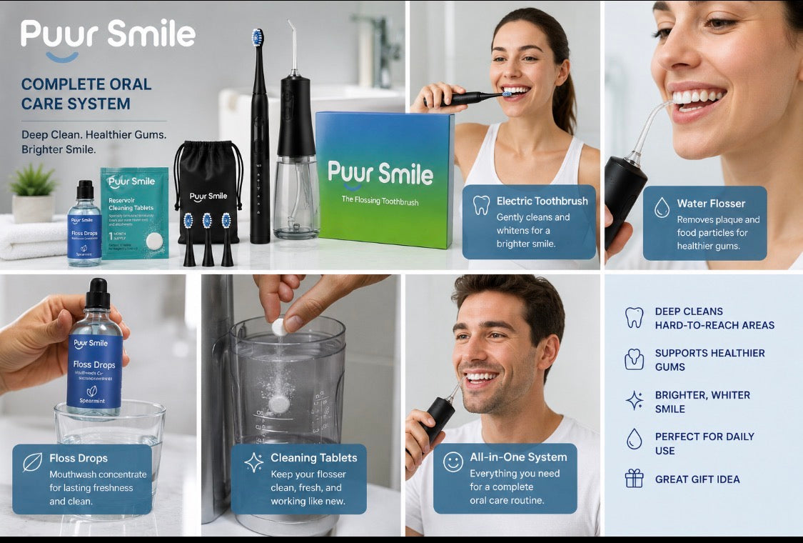Puur Smile Water Flosser & ELECTRIC TOOTHBRUSH ORAL CARE KIT